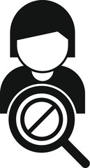 Sticker - Conceptual illustration of a recruiter holding a magnifying glass with a stop sign, symbolizing the end of a recruitment process