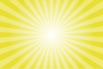 Aufkleber - Sulfur yellow sun ray vector background. Radial beam sunrise or sunset light retro design illustration. Light sunburst glowing background.
