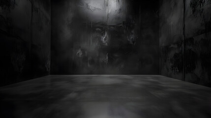 Wall Mural - black dark and gray abstract cement wall and studio room interior texture for display products room 