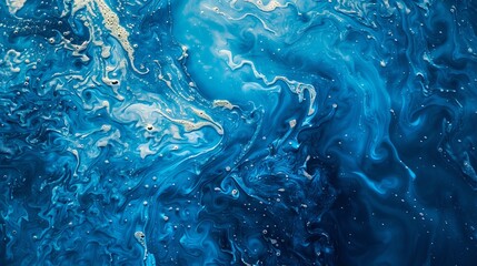 A striking blue abstract fluid pattern highlighted with lighter tones, reminiscent of liquid motion and ethereal fluidity in an artistic style.