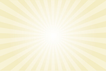 Poster - Transparent yellow sun ray vector background. Radial beam sunrise or sunset light retro design illustration. Light sunburst glowing background.