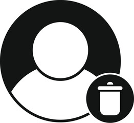 Canvas Print - Simple icon of a person with a trash can next to it, representing deleting or removing a user