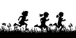 © cindy - Little children running playing at outdoor. silhouettes vector illustration