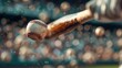 © svastix - A thrilling moment captured as a baseball bat connects with a baseball mid-air, with multiple blurred baseballs and a stadium backdrop conveying the intensity of the game.