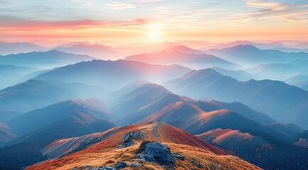 Canvas Print - sunset over the mountain