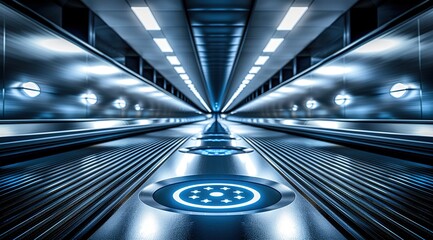 Poster - moving escalator in the airport