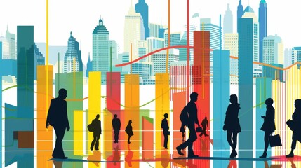 Leinwandbilder - An infographic with bar graphs illustrating demographic data and population trends in a city.