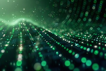 Green dark binary code data streaming background created with Generative AI