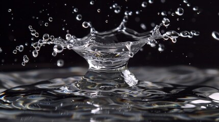 Poster - High-speed capture of water droplets bouncing off a solid surface, illustrating kinetic energy and dynamics.