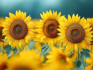 Canvas Print - Vibrant Sunflowers in Full Bloom