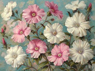 Wall Mural - Beautiful Pink and White Flowers in a Vase