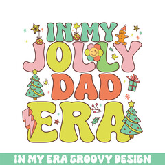 Wall Mural - In my jolly dad Christmas era groovy retro, Merry Christmas retro designs