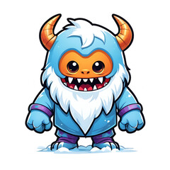 A cartoon monster with a blue hat and white beard