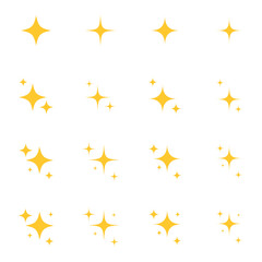 yellow, gold, orange sparkles symbols vector. the set of original vector stars sparkle icon. bright 