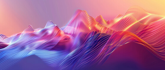 Abstract, colorful waves resembling a surreal landscape, blending hues of pink, purple, and orange in a dreamlike scene.