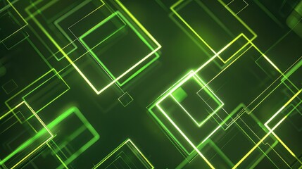 Wall Mural - Futuristic Glowing Green Squares in Perspective