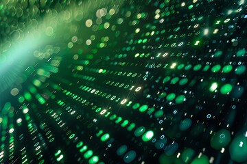 Green dark binary code data streaming background created with Generative AI