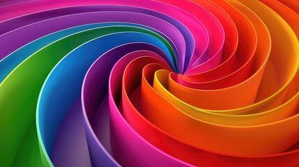 Wall Mural - multicolored spiral of curved glossy plastic ribbons