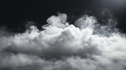 Wall Mural - A cloud of smoke is billowing out of a black background