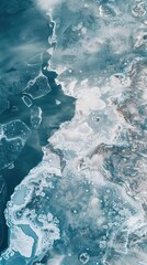 Wall Mural - Arctic tundra from above, cracked ice formations, frozen lakes, and migrating wildlife visible