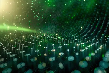 Green dark binary code data streaming background created with Generative AI
