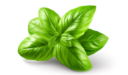 Wall Mural - fresh green basil leaves. Basil Leaves Isolated on White Background