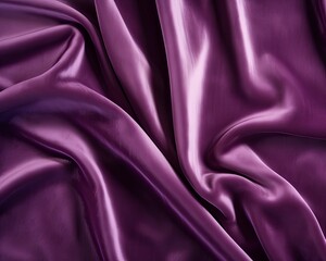 Elegant flowing purple satin fabric with seamless texture, showcasing softness and luxury in textile material for fashion and design.