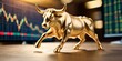© Radorog. - the golden bull against the background of the trading chart of prices on the stock exchange