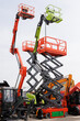 © Studio Peace - Several different wheeled scissor lifts and wheeled articulated lists with telescopic boom.