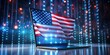 © Spot Decor - American Flag Waving on Laptop Screen with Digital Background, American flag, digital, laptop, technology