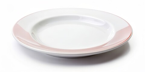 White Porcelain Plate with Pink Rim, isolated on white background , dinnerware , plate , ceramic , tableware