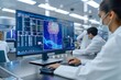 © Koborixgen - A medical research team using artificial intelligence software on a large interactive display to analyze genetic data