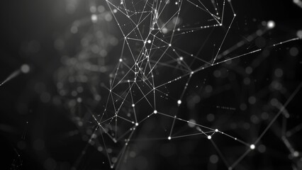 Abstract polygonal space low poly dark background with connecting dots and lines.