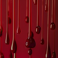 Sticker - A red background with drops of red liquid falling from the top