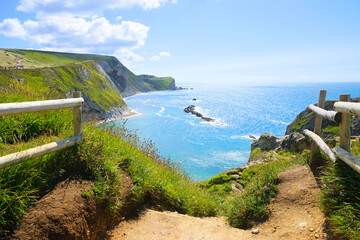 Wall Mural - Beautiful Dorset coast view towards the Man o' War Cove, England, UK