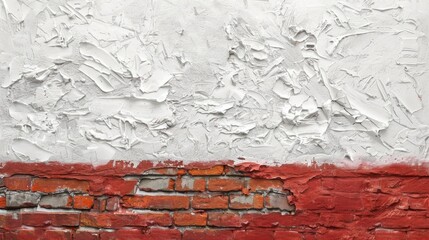 Wall Mural - Red brick wall mixed with white plaster for text space and pattern