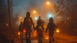 © Phatharaporn - Kids Trick or Treating on a Foggy Halloween Night.