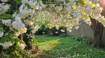 Wall Mural - Gorgeous white blossoms in the yard