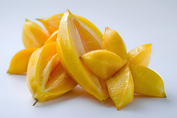 Poster - Star fruit slices on a white background