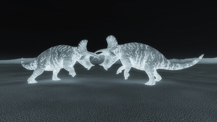 Canvas Print - triceratops are fighting in the desert