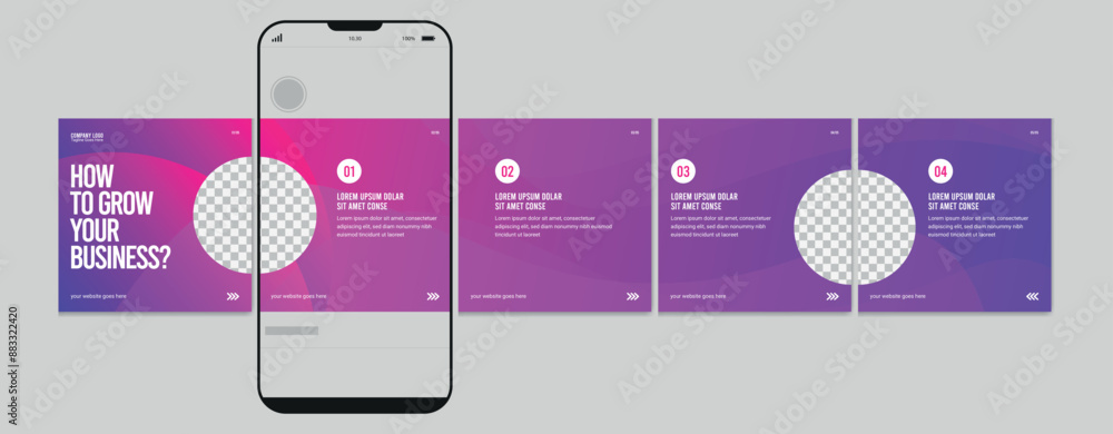 Set of Linkedin Carousel Post, editable social media Instagram carousel ...