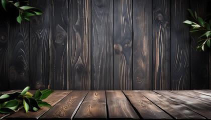 Old grunge dark textured wooden background, Generative AI