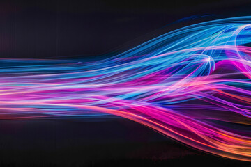 Wall Mural - Vibrant Abstract Light Trails on a Black Background