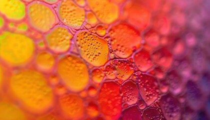 Canvas Print - Close-up of colorful bubbles. AI.