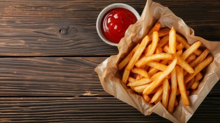 French fries served with a side of ketchup