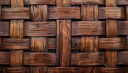 Basket texture. Wicker background. Wooden mat pattern. Decorative mesh. Stiped wood background