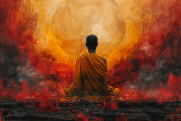 Wall Mural - Illustration of buddhist monk
