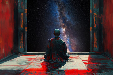 Wall Mural - Illustration of buddhist monk