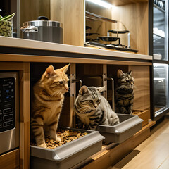 Poster - cat and dog in kitchen