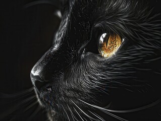 Canvas Print - a close up of a cat's face with a black background